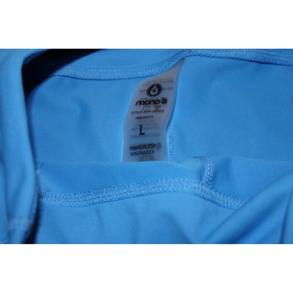 Mono B Blue Athletic Yoga Shorts Side Pockets High Waist Large APH-A0325 - Picture 2 of 2
